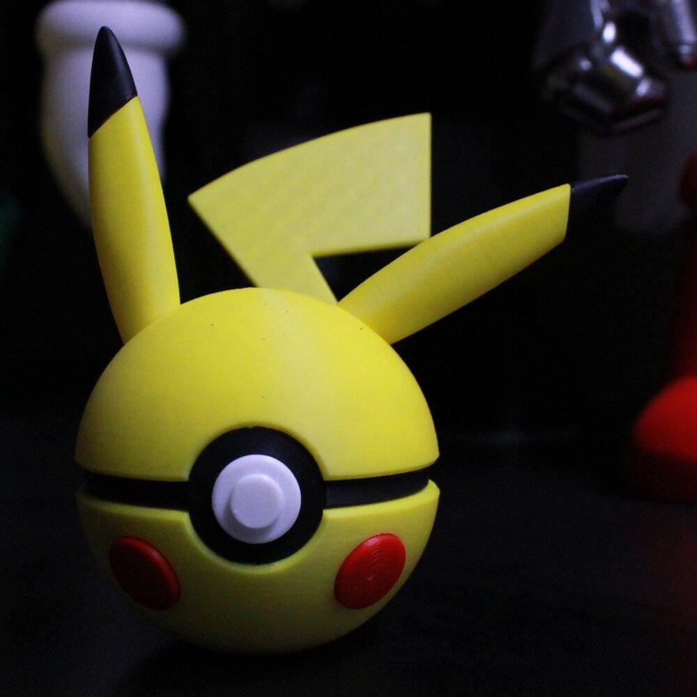 3D Printed Pokemon "Pikachu Pokeball" Figurine